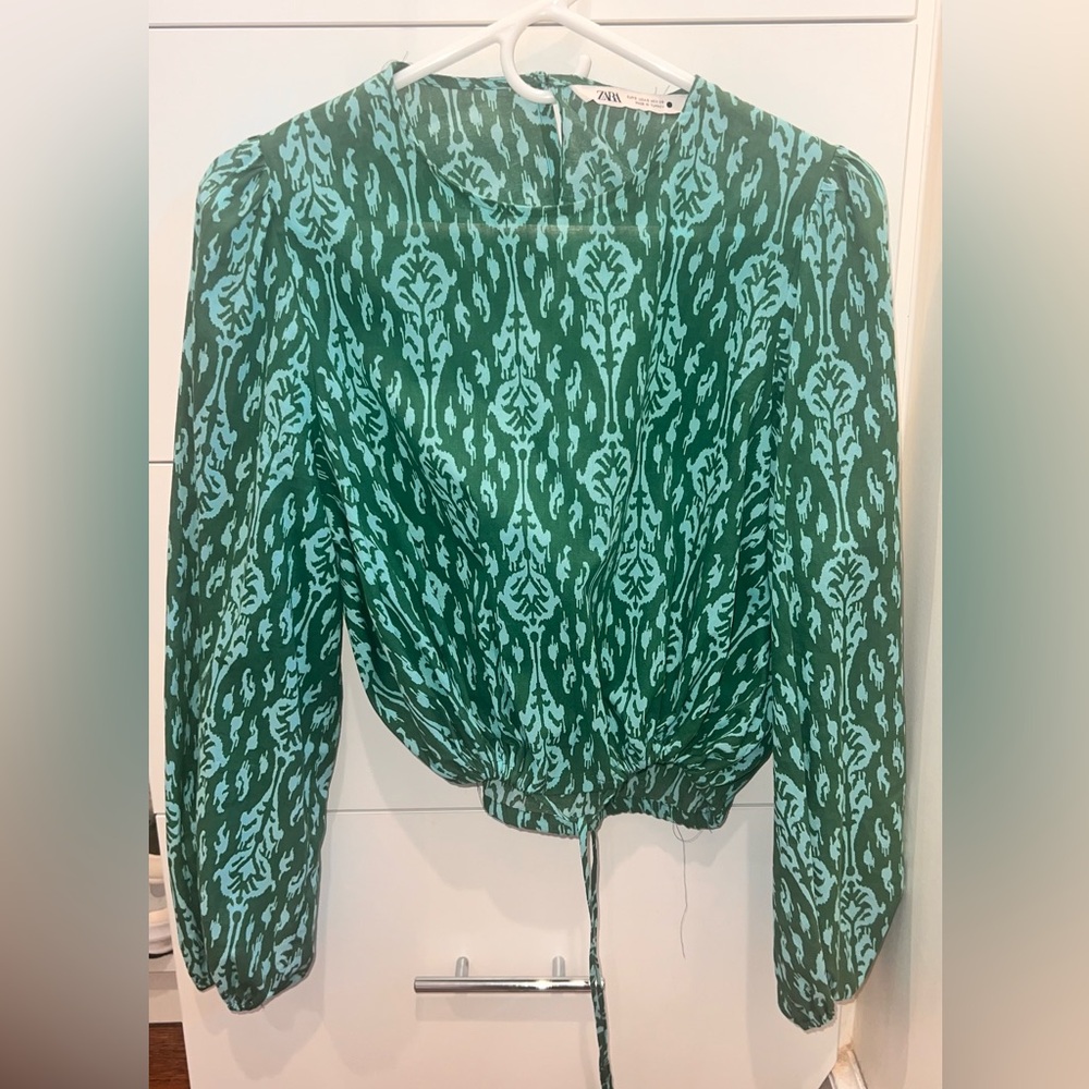 Zara top- cinch at bottom with tie